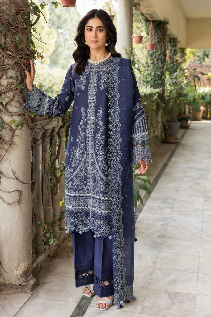 Farasha - 01 BLUE OCHRE Bahaar Embroidered Lawn Collection