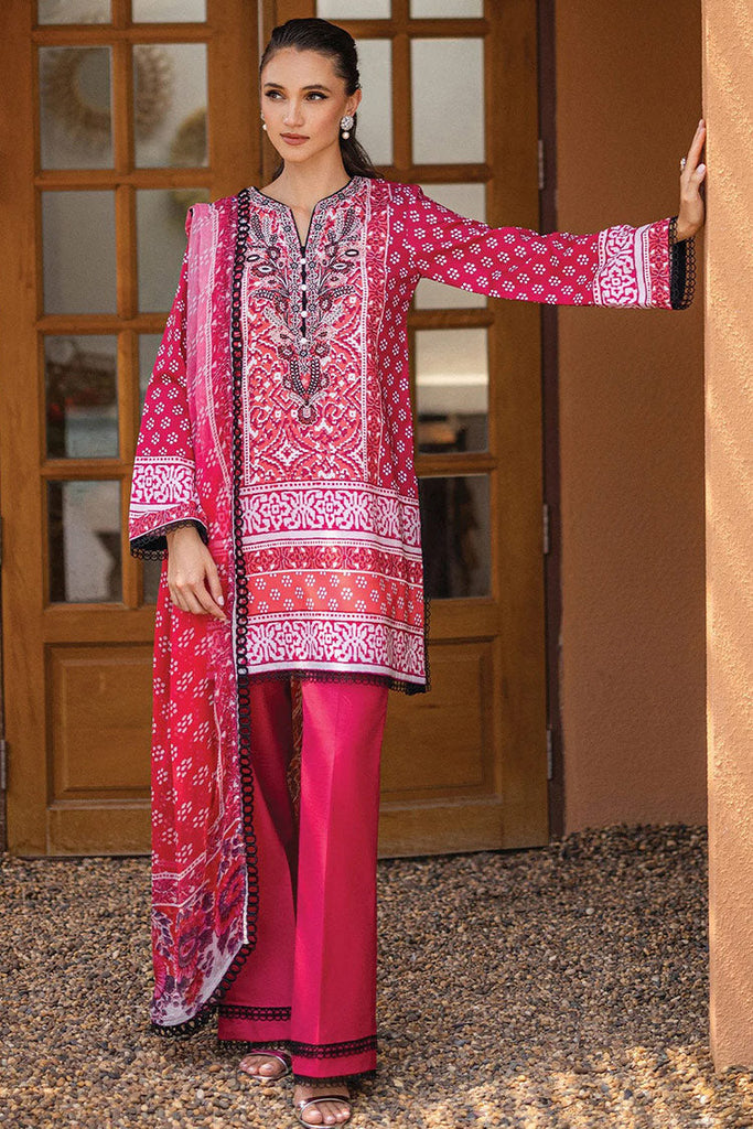 Roheenaz - RNZ 06B Coral Cascade Azalea Printed Lawn Collection