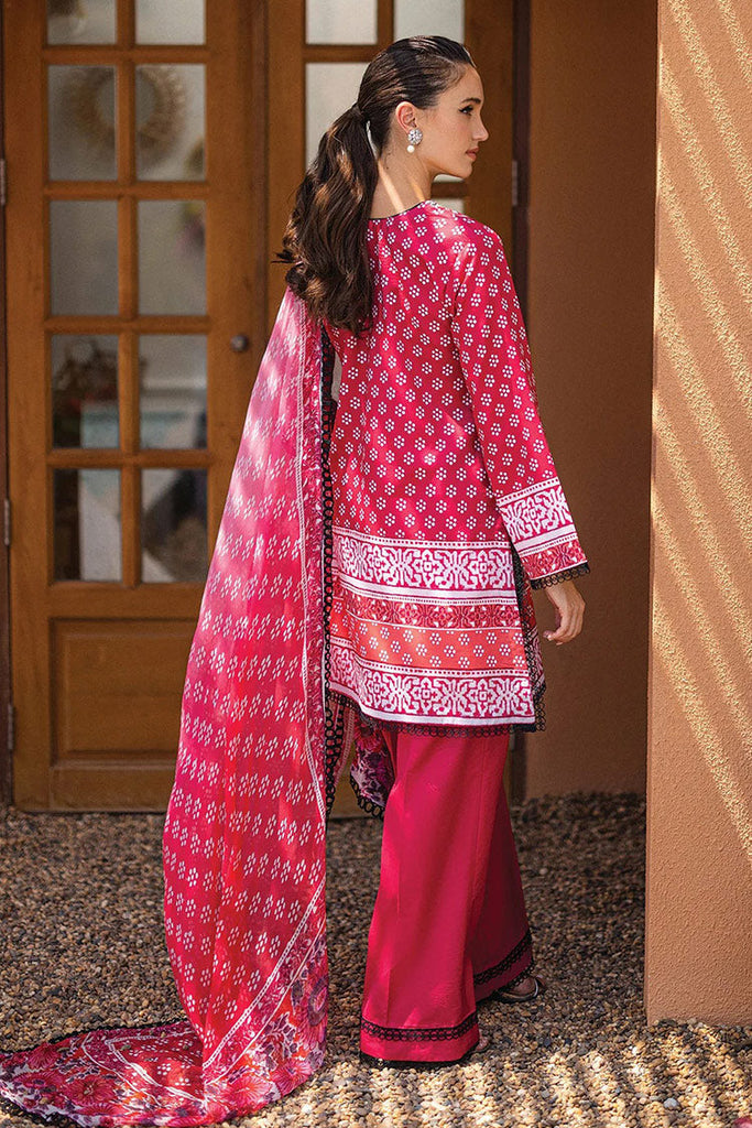 Roheenaz - RNZ 06B Coral Cascade Azalea Printed Lawn Collection