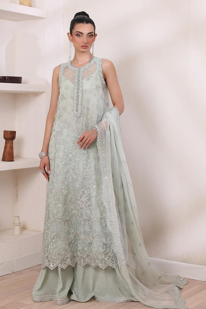 Noor by Saadia Asad - Chiffon De Luxe Collection - D8 Sage - Unstitched