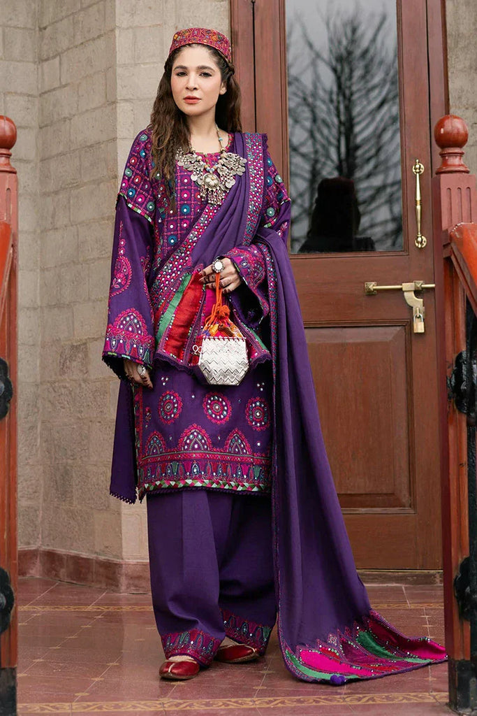 Maryam Hussain - Winter Luxury Shawl Collection - WS24-04 Plum - Unstitched