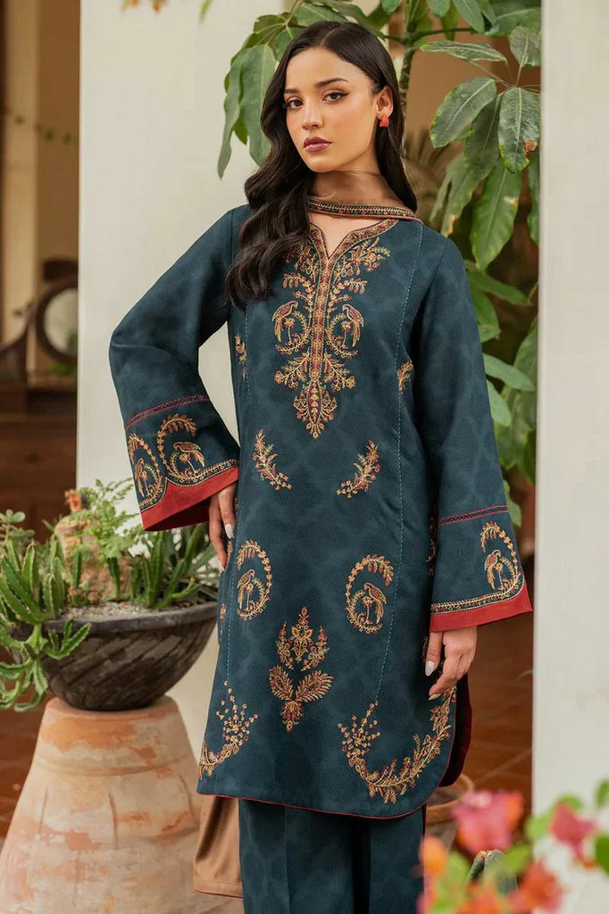 Jazmin - Winter Prints Vol 2 - EMBROIDERED JACQUARD KHADDAR UW-0116 - Unstitched