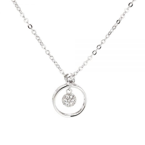 AGN0018 - Sparkling Silver Plated Circle Necklace