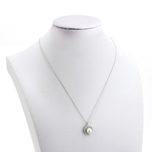 Load image into Gallery viewer, AGN0049 - Silver Sparkling Crystal Pearl Circle Necklace