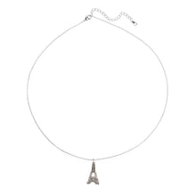 Load image into Gallery viewer, AGN0053 - Silver Sparkling Crystal Eiffel Tower Necklace