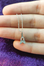 Load image into Gallery viewer, AGN0053 - Silver Sparkling Crystal Eiffel Tower Necklace