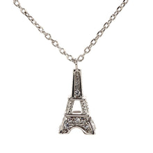 Load image into Gallery viewer, AGN0053 - Silver Sparkling Crystal Eiffel Tower Necklace