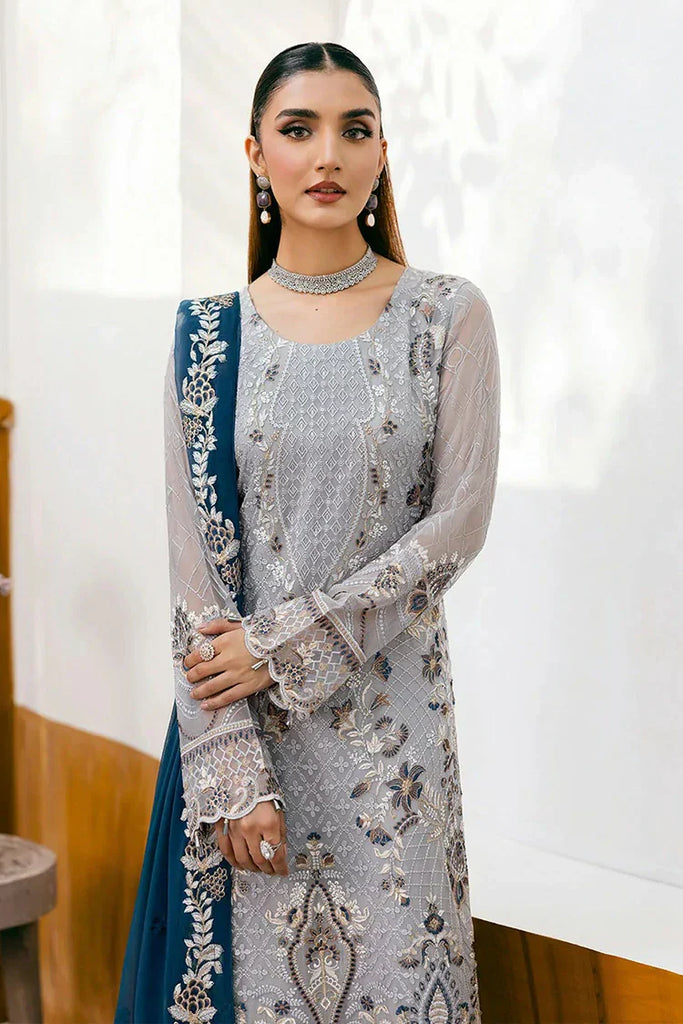 Ramsha - Chevron Embroidered Chiffon Collection Vol 10 - A-1001 - Unstitched