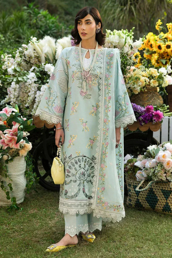 Sardinia - Floral Forest Luxury Lawn Collection - SR-808 Sky Petal - Unstitched