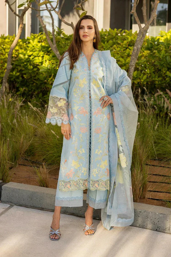 Rang Rasiya - Carnation Embroidered Lawn Collection - 05 Ocean - Unstitched