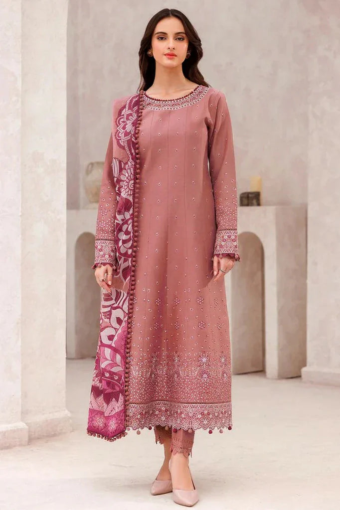 Farasha - Bahaar Embroidered Lawn Collection - 12 Pink Whisper - Unstitched