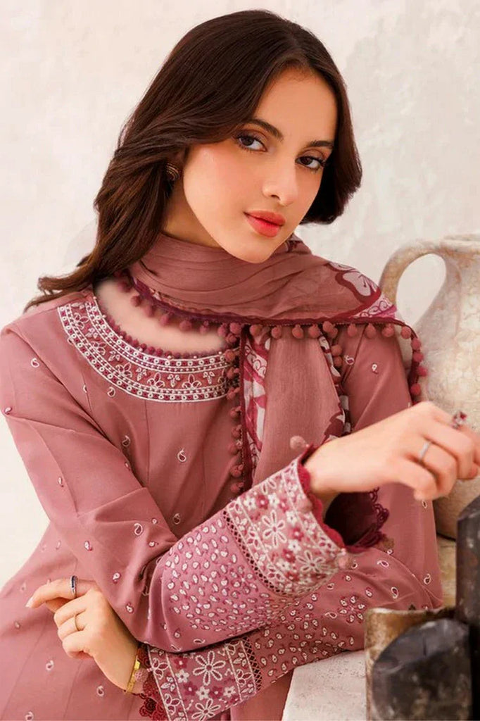 Farasha - Bahaar Embroidered Lawn Collection - 12 Pink Whisper - Unstitched