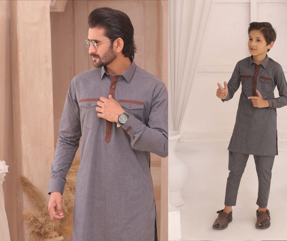 ER FS 10 Father And Son Grey Kurta Pajama