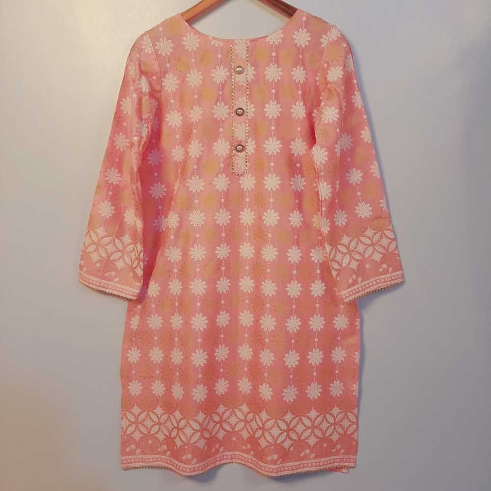 Block Print Soft Cotton Kurti - Pink - ZK234