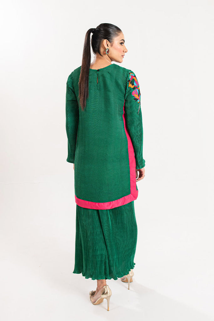 Maria Osama Khan - Claire Pleated Silk Collection - Ivy