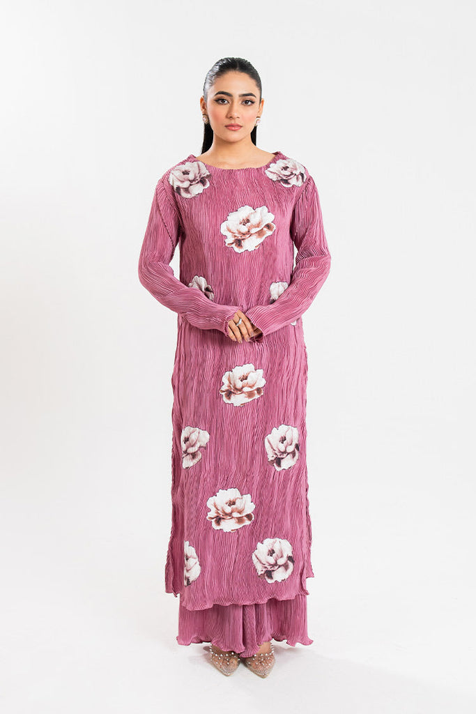 Maria Osama Khan - Claire Pleated Silk Collection - Rosy