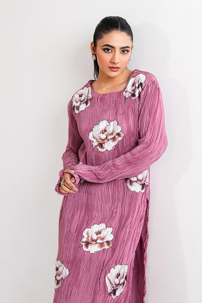 Maria Osama Khan - Claire Pleated Silk Collection - Rosy