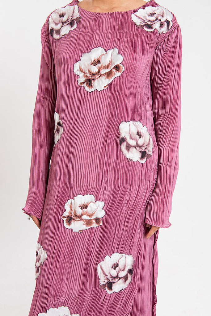 Maria Osama Khan - Claire Pleated Silk Collection - Rosy