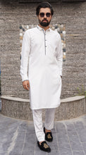 Load image into Gallery viewer, ER 583 White with Grey Contrast Shalwar Kameez