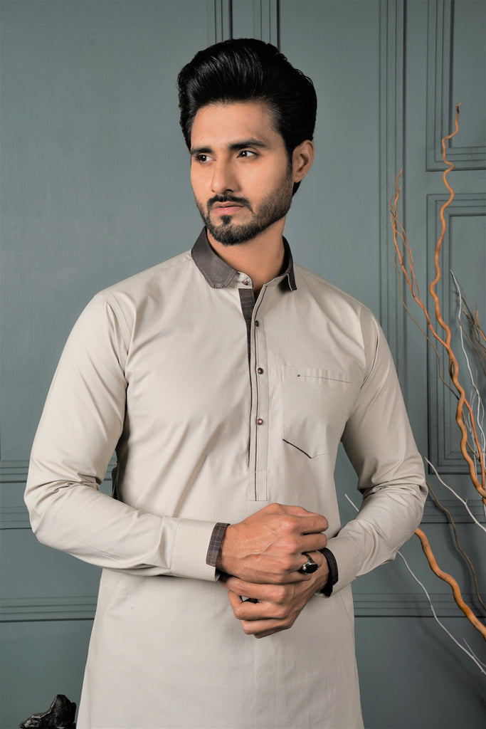 ER 596 Feather Grey Hard Cotton Kameez Shalwar