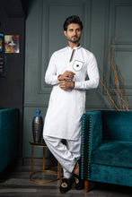 Load image into Gallery viewer, ER 599 White Embelished 4 Season Kurta Pajama For Men