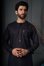 Load image into Gallery viewer, ER 590 Black With Brown Emb Kurta Pajama