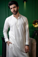 Load image into Gallery viewer, ER 623 White Chinese Colar Loop Button Kurta Pajama