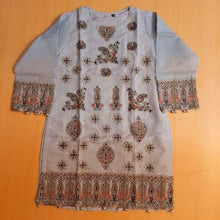 Load image into Gallery viewer, Embroided Khaadi Net Kurti - Grey - ZK127