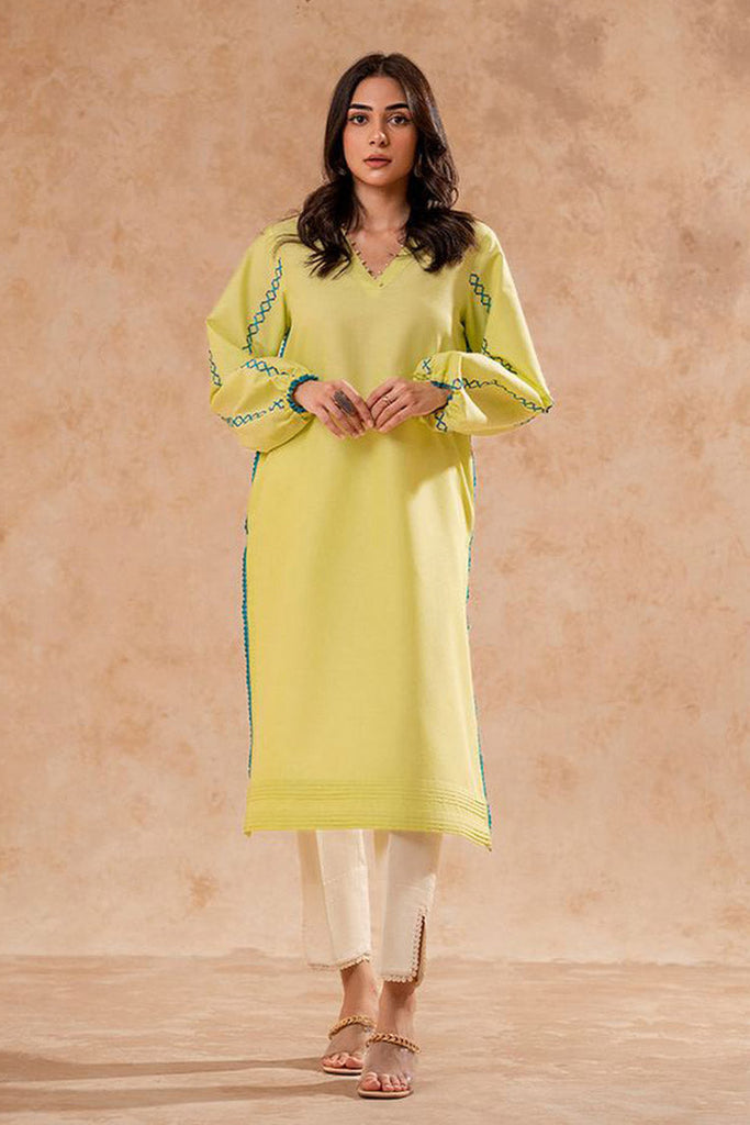 Fozia Khalid - FK Basics Collection - Lime Green Tunic