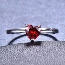 Load image into Gallery viewer, Heart AAA Zircon Ring  With Red Stone With Box - Silver - AR194