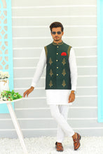 Load image into Gallery viewer, ER WC 1061 Green Copper Embroidery Waistcoat