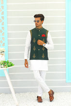 Load image into Gallery viewer, ER WC 1061 Green Copper Embroidery Waistcoat