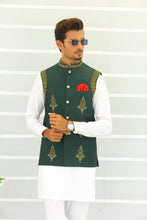 Load image into Gallery viewer, ER WC 1061 Green Copper Embroidery Waistcoat