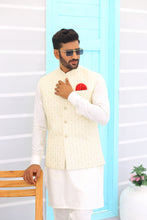 Load image into Gallery viewer, ER WC 1095 Off White Embroidered Waistcoat