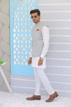 Load image into Gallery viewer, ER WC 1098 Grey Silver Embroidered Waistcoat