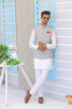 Load image into Gallery viewer, ER WC 1098 Grey Silver Embroidered Waistcoat