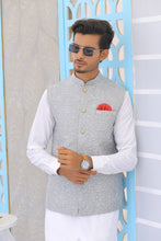 Load image into Gallery viewer, ER WC 1098 Grey Silver Embroidered Waistcoat