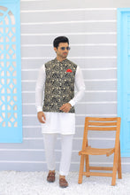 Load image into Gallery viewer, ER WC 1099 Black Golden Embroidered Waistcoats For Men