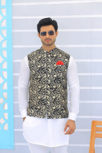 Load image into Gallery viewer, ER WC 1099 Black Golden Embroidered Waistcoats For Men