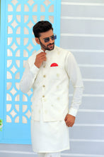 Load image into Gallery viewer, ER WC 1093 Off White Embroidered Waistcoat