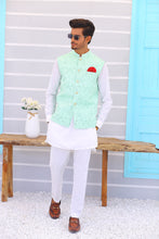 Load image into Gallery viewer, ER WC 1092 Light Blue Embroidered Waistcoat