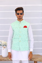 Load image into Gallery viewer, ER WC 1092 Light Blue Embroidered Waistcoat