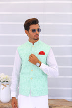 Load image into Gallery viewer, ER WC 1092 Light Blue Embroidered Waistcoat