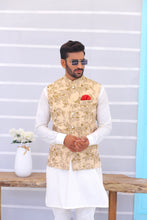 Load image into Gallery viewer, ER WC 1091 Beige Embroidered Waistcoat