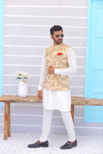 Load image into Gallery viewer, ER WC 1091 Beige Embroidered Waistcoat