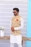 ER WC 1091 Beige Embroidered Waistcoat