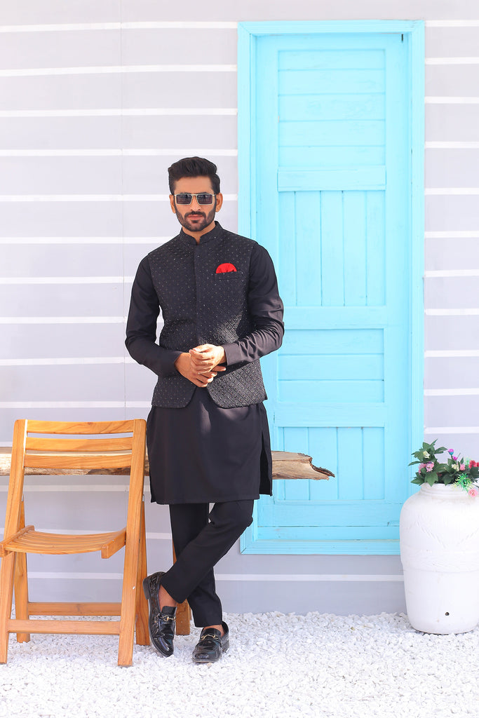 ER WC 1084 Black Stone Waistcoat