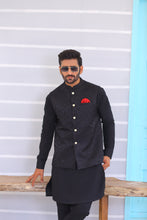 Load image into Gallery viewer, ER WC 1071 Black Embroidered Waistcoat