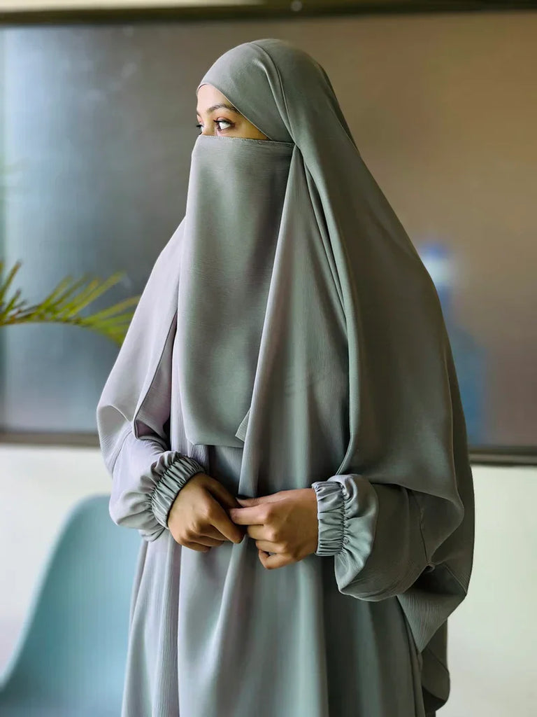 Alma Jilbab Set (Grey - Color)