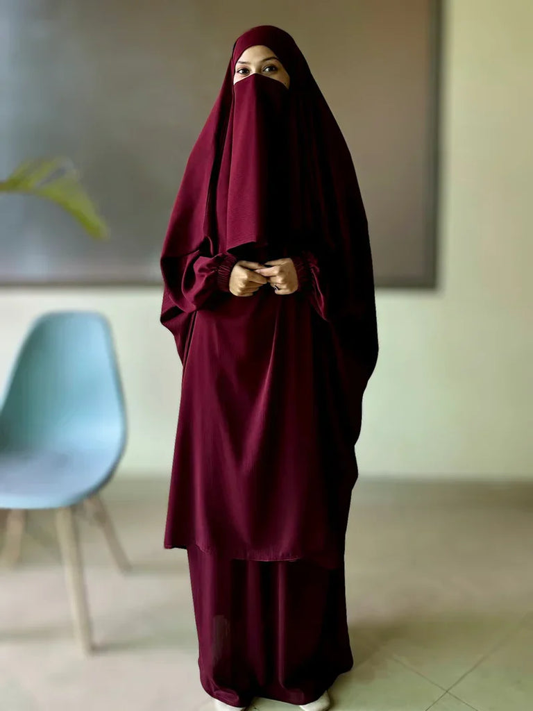 Alma Jilbab Set (Maroon - Color)